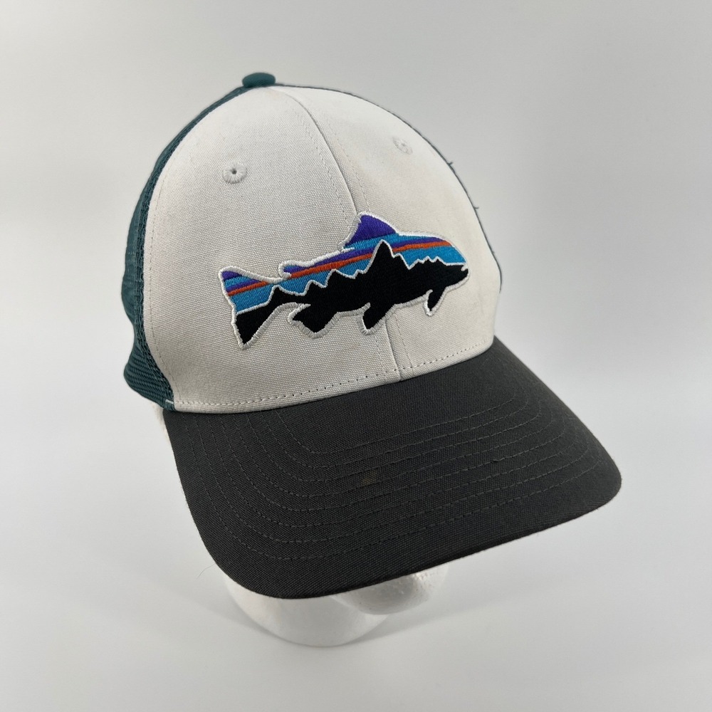 Patagonia Fritz Roy Trout Teal Trucker Hat Embroidered Fish Mesh Snap Back